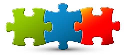 3-jigsaw-pieces 3 pièces de puzzle imbriquées